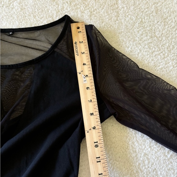 Women’s Black Mesh Long Sleeve Blouse Size Medium - Picture 8 of 13